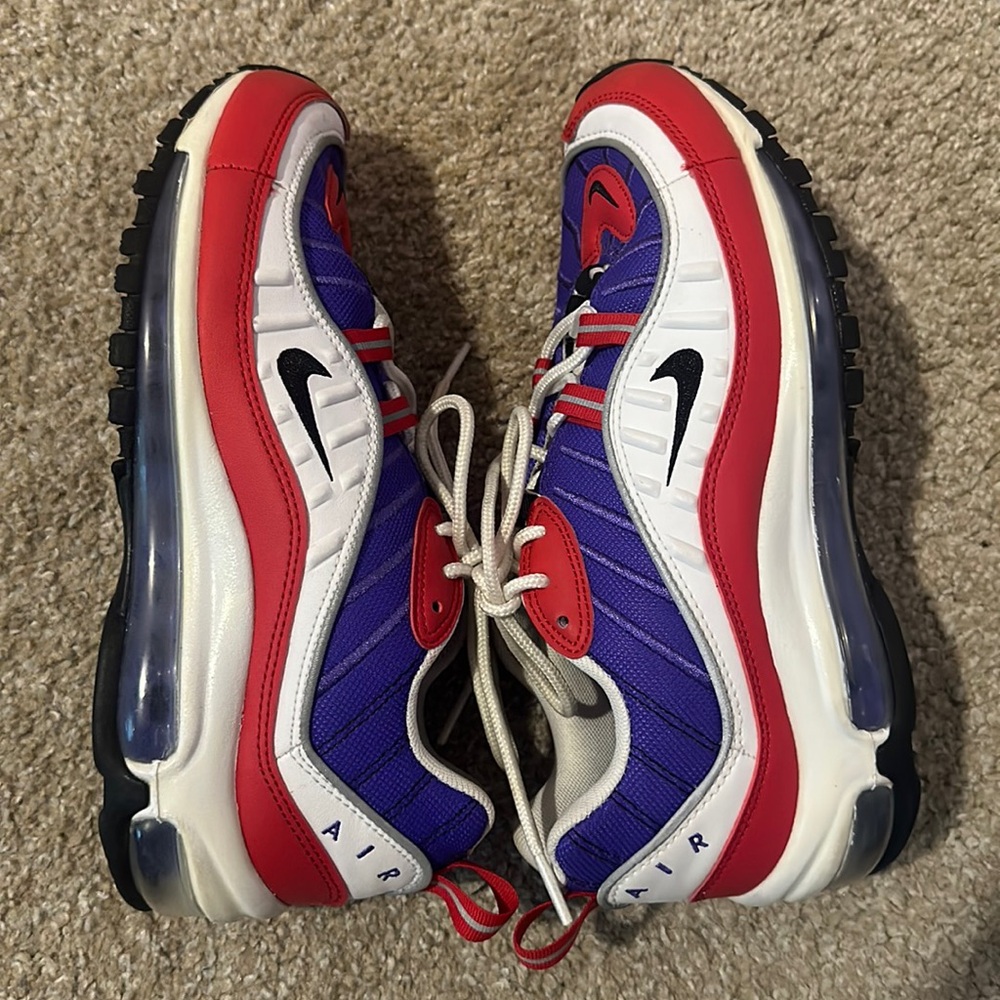 Nike Women Air Max in red, purple, and white